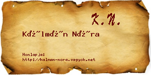 Kálmán Nóra névjegykártya